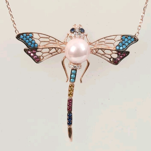 Avelons Designs Jewelry - Precious stone dragonfly necklace